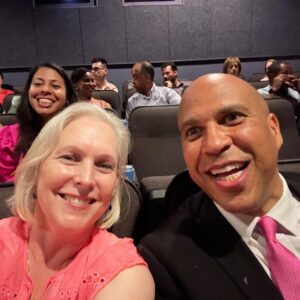 Kirsten Gillibrand Instagram - Hi, Barbie!

Had so much fun at the movies with @corybooker. Maybe we don't live in Barbie's perfect world, but we could start building it by ensuring the actors and writers who make the movies we love get fair pay and a fair contract. #SAGAFTRAstrong #WGAstrong