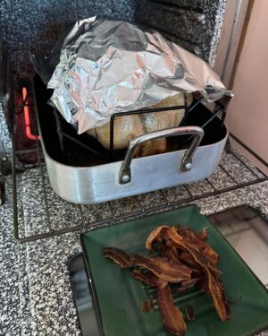 Kirsten Gillibrand Instagram - The turkey is just about done! I cover my turkey in bacon before I cook it - it keeps it super moist and flavorful. Here are my Thanksgiving recipes: 

Thanksgiving Turkey 🦃 

Start with a fresh turkey (if it’s frozen it takes 3 or 4 days to defrost in the refrigerator). Rub the inside cavity with salt. Add 1 apple and 1 onion cut in sections to the cavity for moisture. Put in roasting pan with a cup of water for moisture. Cover entire bird with bacon. Bake at 325 for 20 minutes a pound. Check after 1 hour and remove bacon (so you can eat it!) After the bacon is removed, tent it with aluminum foil so top doesn’t burn. Let rest for 20 minutes when done before you carve it. 

Recipe for Thanksgiving savory stuffing:

Sauté in 2-3 tbs of olive oil (or butter if you prefer):
1 whole large onion sliced 
6 stalks of celery sliced 
2 cups sliced mushrooms 
All to taste:
1 tbs summer savory 
1 tsp sage
1 tsp thyme
1 tsp rosemary
1 tbs parsley flakes
Salt and pepper to taste

Combine sautéed vegetables with 8-12 cups of dried bread cubes (or amount that fits your pan). Add 2-4 cups of turkey broth (if you save giblets from your turkey you can simmer them for an hour and use that broth) until moist but not sticky. Add to a 9x13 greased (butter or olive oil) baking dish and bake for 45 minutes.

Happy Thanksgiving!