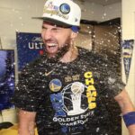 Klay Thompson Instagram - What a difference a year makes. Last year during this time Rick was just letting me get up & down the court 🏃‍♂️. Fast forward to mid June 2022, we poppin champagne 🍾 and having a parade in the city 🌉 GOD IS SO GOOD! We also almost lost Otto , don’t worry he made it back to the bus 😂