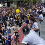 Klay Thompson Instagram - What a difference a year makes. Last year during this time Rick was just letting me get up & down the court 🏃‍♂️. Fast forward to mid June 2022, we poppin champagne 🍾 and having a parade in the city 🌉 GOD IS SO GOOD! We also almost lost Otto , don’t worry he made it back to the bus 😂
