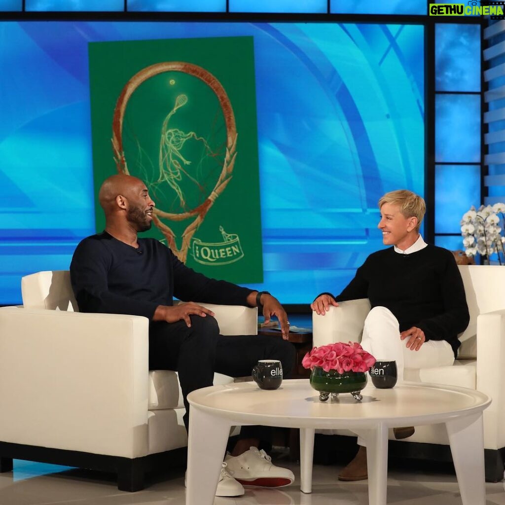 Kobe Bryant Instagram - Had a great time @theellenshow catching up and revealing the cover to our upcoming novel, #LegacyAndTheQueen! This is a magical story about a young female tennis prodigy who must defeat the impossible to save everything that is important to her. I really appreciate the incredible support of #Wizenard and look forward to this newest journey! It hits on September 3rd, but pre-orders are available now. Link in bio! #GranityStudios (Photo by Michael Rozman/Warner Bros.)