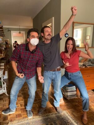 Kristen Gutoskie Instagram - Rockin’ out between shots on 
@narcos #narcosmexico with our amazing director #wagnermoura #scootmcnairy #BTS #pabloescobar