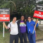 Kristen Gutoskie Instagram - Proud and picketing #pridepicket #happypride #wgastrong #sagsupportswga 🌈 @oliviastambouliah @kelliegirl247