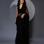 Krithi Shetty Instagram - Felt gorgeous in this #blacksaree ✨ 🖤 by @archanaraolabel Styled by - @ashwin_ash1 & @hassankhan_3 Style team - @ahmedxmirza M & H - @sadhnasingh1 @kamaldeepss Jewellery- @karnikajewelshyd Shot by - @pranav.foto