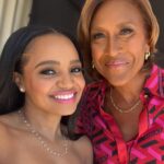 Kyla Pratt Instagram – Turning tables with Robin Roberts was an amazing experience. Sitting Down and having real conversations is one of my favorite things to do. 
#BeautifulPeople
#TTWRR

Make up @makeupbykweli 
Hair @a1hair_ 
Stylist @v.msmith 
Jewlery @havernillcollection
Pant @loringnewyork
Custom off the shoulder top by  @dhaleterdesign