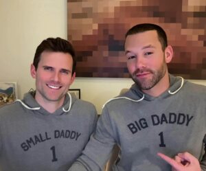 Kyle Dean Massey Instagram - When Rafa was born we tried to get her to call me “Dad” and Taylor “Daddy.” It didn’t work. She called both of us “Daddy.” That is until she turned two. Out of nowhere she decided that the inch and three quarters separating us in height would make one of us “Small Daddy,” and one of us “Big Daddy.” Even her teachers call me Small Daddy.  I love that she came up with it on her own, and love that Taylor thought to put it on a sweatshirt.  I ❤️ being her Small Daddy.