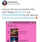 Lauren Jauregui Instagram - I’m so grateful for each and every one of you who listened to anything of mine this year. Those who kept PRELUDE close and as a companion and those who listened to Always Love✨ we only dropped one this year so to know we keep growing regardless is inspiring. I’m in the studio making beautiful things and will have more for you to listen to next year🤍 thank you thank you thank you each one of these mean the world to me. I know it’s not about the metrics but to consistently see tangible growth when one works as hard as my team and I do is just so affirming. Thank you for letting me do what I love and for listening to these songs my heart is in them and with you every time you do🖊 #singersongwriter #independent #growth