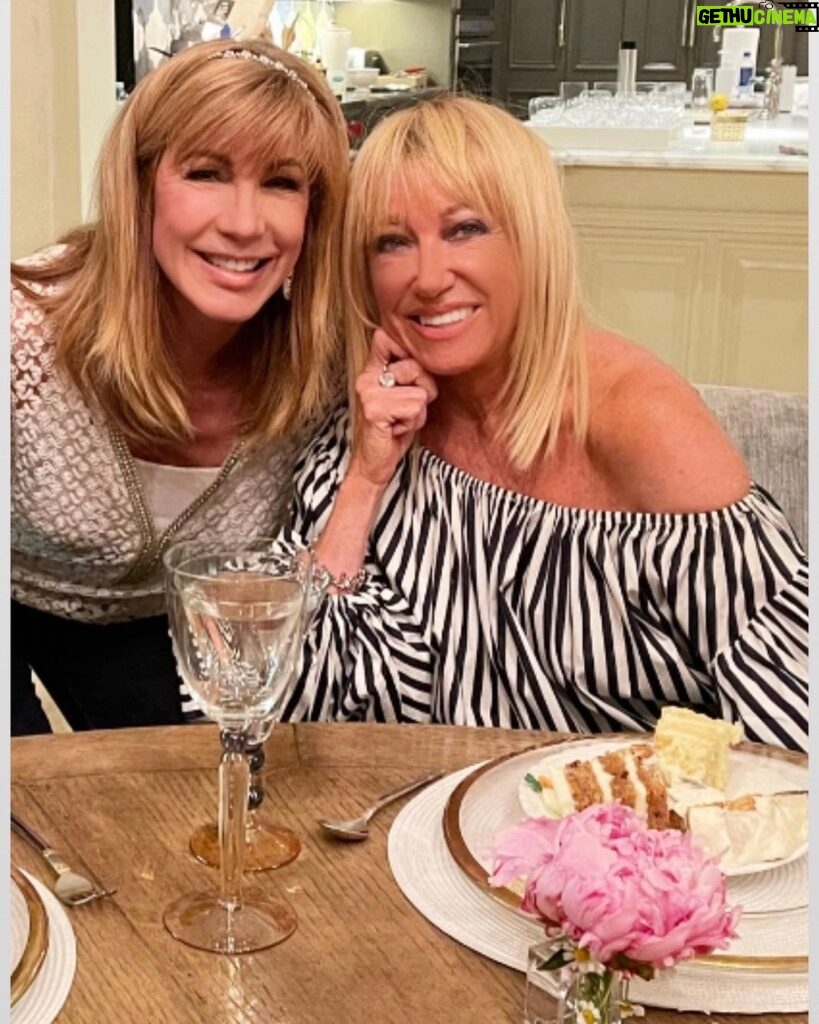 Leeza Gibbons Instagram - Gutted, but grateful. Not ready to say goodbye to my friend Suzanne Somers. But what a magnificent life. She was a star, and she loved being that source of light and beauty. She was a healer and she never said no to anyone looking for guidance and inspiration. She was a friend who let herself be vulnerable enough to be seen. She was a little girl, a sexy siren and the rock- solid center of her family. She was a truth- seeker who was evolving right til the end. Suzanne Somers was so many things to her friends and fans but most of all, she was Alan's wife, having rarely spent a few hours, much less a few nights apart. Their love story did not follow a straight line, nor did her career. She made her own rules, broke the ones which didn't fit and never failed to try new things that had never been done before. From her poems to her products; from her books to her singing, she lived out loud. On purpose. Out front. Ambitious and generous , with lists of awards and loads of accomplishments, she was most proud of her extraordinary family - with whom she worked and loved and played , and for whom she was a bonfire of inspiration. Steven and I send our deepest love and support to them today. 💔 #suzannesomers #shineon