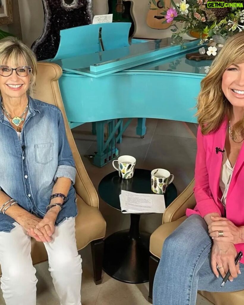 Leeza Gibbons Instagram - She would have been 75. Happy heavenly birthday to Olivia Newton-John . This picture is one of my favorites. She always beamed with goodness when she was talking about her passions and helping others flame theirs. Many people post about how she lifted their spirits and their causes. All of us at @leezascareconnection are no different. I'm forever grateful for this eternal spirit and her capacity to care. @therealonj @chloelattanziofficial