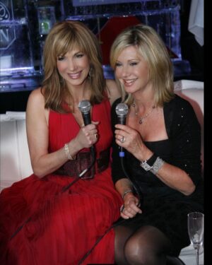 Leeza Gibbons Instagram - She would have been 75.  Happy heavenly birthday to Olivia Newton-John . This picture is one of my favorites. She always beamed with goodness when she was talking about her passions and helping others flame theirs. Many people post about how she lifted their spirits and their causes. All of us at @leezascareconnection are no different. I'm forever grateful for this eternal spirit and her capacity to care. @therealonj @chloelattanziofficial