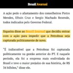 Leonardo Siqueira Instagram - ESSA SEMANA GANHAMOS, MAIS UMA VEZ, A CAPA DOS JORNAIS POR FAZER O ÓBVIO. Não permitir que a Petrobras seja um cabide de empregos para políticos! Entrei com ação para afastar conselheiros com indicações irregulares e garantir que a empresa seja administrada de forma técnica e transparente.