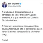 Leonardo Siqueira Instagram – Claro que há outros motivos do porque a Embraer é relevante! 

Mas, sem dúvidas, isso explica grande parte do seu sucesso!