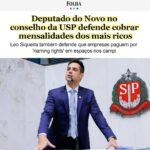 Leonardo Siqueira Instagram - O que fizemos em 10 meses de trabalho? - Entramos com uma ação para afastar o presidente da Previ. (Foi afastado, mas, infelizmente, voltou) - Entramos com uma ação para afastar 3 conselheiros da Petrobrás por desobediência ao Estatuto. (Está sendo julgado). - Fui indicado para o Conselho da USP. - Aprovamos um projeto de Lei de Licenciamento Simplificado que extingue centenas de alvarás para empresas de baixo e médio risco. - Fomos uma das principais vozes na Assembleia pela Desestatização da Sabesp. Isso porque não deu nem 1 ano de mandato...