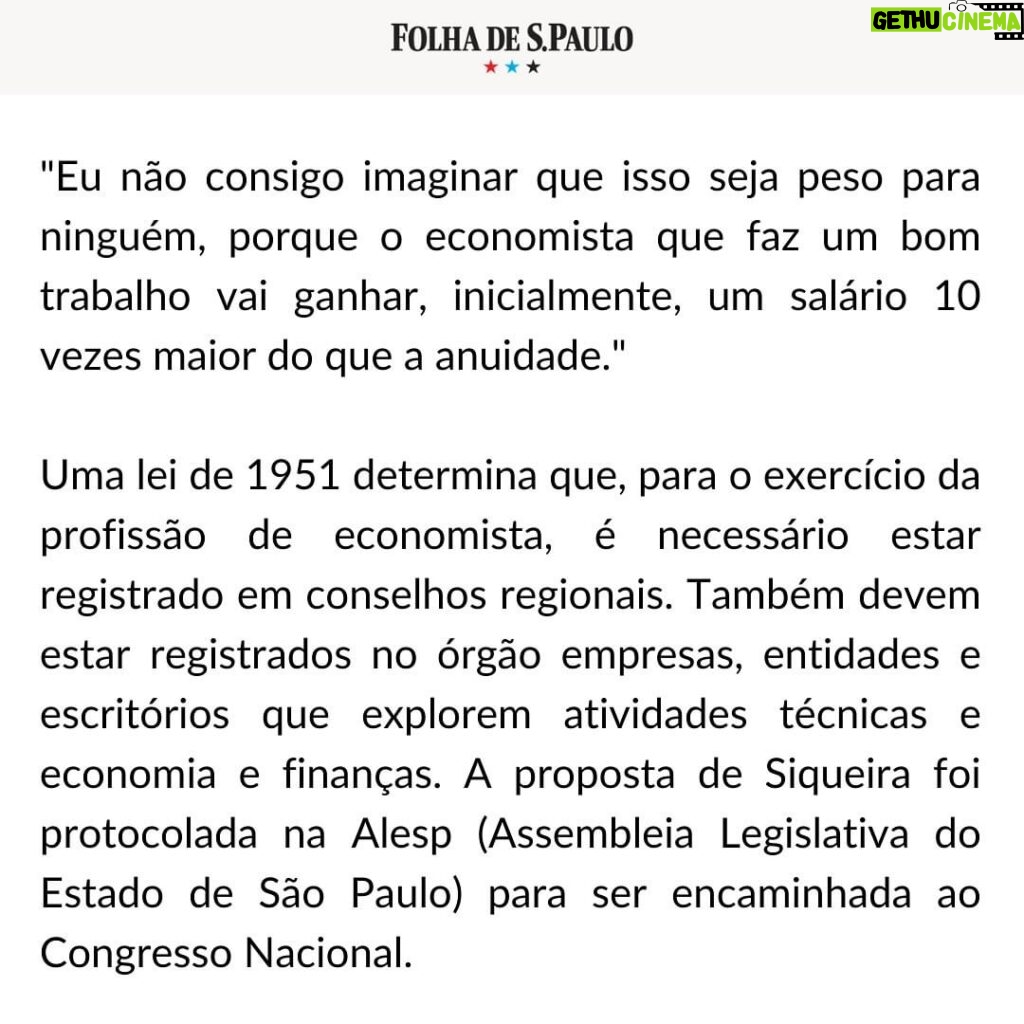 Leonardo Siqueira Instagram - Atenção aos economistas que pagam Corecon a contragosto. Pedimos o fim da exigência do Corecon!