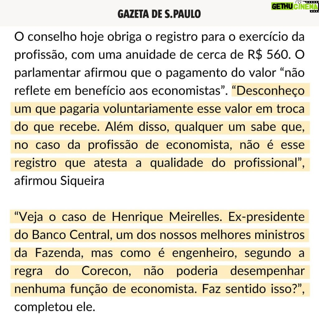 Leonardo Siqueira Instagram - Atenção aos economistas que pagam Corecon a contragosto. Pedimos o fim da exigência do Corecon!