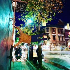Liam Hemsworth Instagram - Night shoots in down town Hamilton are very exciting. Piece of cake really...love from the #flagman