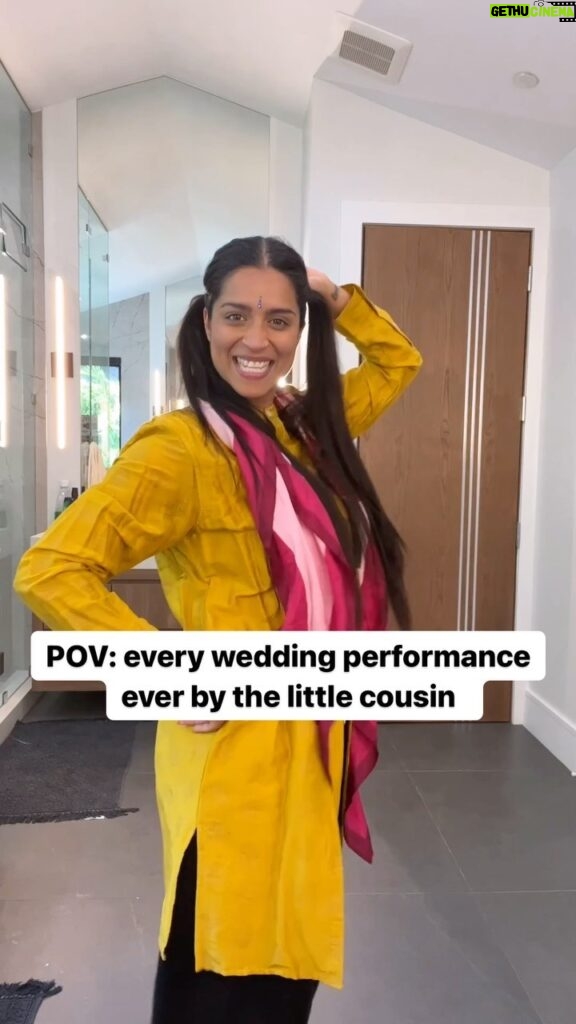 Lilly Singh Instagram - At least there’s an open bar… 😅❤️ Comment below with a 💃🏽 if you’ve witnessed this first hand. But I ain’t even hating tbh. Dance routines were a KEY part of my upbringing, right up until I started making YouTube videos. It started when I was super young. My cousin and I had matching star lenghe and were booked and busy! We did routines just like this one at every family party. And when I say, I truly believed I was a superstar… 😂 Then in high school, the intensity turned up with talent shows and international nights. They were treated like life or death. Motivational speeches were made before performances, matching outfits from the local mall were purchased and mixed cds were made in abundance. I remember after performing a specific routine in grade 11, I felt as if I’d completely figured out life… because I completed a 9 minute mediocre routine. There was nothing I couldn’t do! In university, I started to participate in dance competitions and the stakes couldn’t have been more high for me. I’d practice until 4am with my team in various spots of our school (some nights even finding a random nook to sleep in, so we could start again the next morning). We’d cry during practices because we cared so much about dancing and doing well. And during competition pre-parties, battling with another school and winning was the greatest form of validation ever. I went on to become the captain of a co-ed bhangra team and we got hired to perform at weddings. We went through it all: bad crowds, great crowds, huge dance floors, tiny dance floors, dance floors covered in broken glass, and costumes that were not washed enough. Those were some good times. Can any of you relate to dance being such a big part of your life? I think back at those times with such fondness and it immediately makes me smile. And it all started… being the little cousin who performed at a wedding ❤️