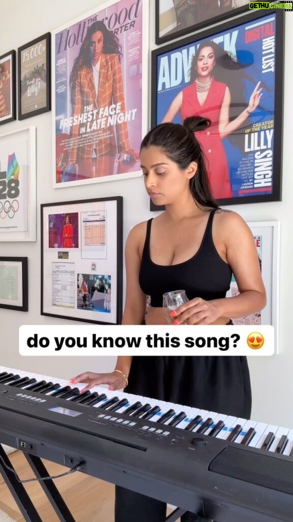 Lilly Singh Instagram - How I’m about to flirt with your millennial girlfriend 👀😂 Comment below if you know this straight banger💥 I’ve been messing around with the keyboard and really enjoying zoning in on one task. It’s definitely super difficult with these long af nails so… some choices will have to be made lmao 💀 also I only know how to use one hand because using two seems like straight rocket science. What song should I learn next? Just as a hobby! I did Tere Liya on my stories a few days ago 🎶