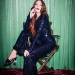 Lindsay Lohan Instagram - Cosmo Photoshoot 💚 Outfit 1: Anthony Vaccarello dress, Albright Fashion Library. Outfit 2: Anthony Vaccarello dress, Albright Fashion Library. Chopard ring (left). Lindsay's own ring (right). Outfit 3: Christian Siriano jacket and skirt. Ara Vartanian earrings and two-finger ring. Sauer ring. Outfit 4: Alexandre Vauthier dress. Sauer ring. Outfit 5: Alexandre Vauthier dress and boots. Carolina Neves earrings. Sauer ring. Outfit 6: Adriana Degreas dress. SKIMS bandeau. Chantelle briefs. Piferi sandals. Sauer earrings. Chopard ring. Outfit 7: Alexandre Vauthier dress and boots. Celine sunglasses. Carolina Neves earrings. Sportmax gloves. Sauer ring. Outfit 8: Chanel jumpsuit, New York Vintage. Roger Vivier heels. Tiffany & Co. necklace. Melissa Kaye ring. Outfit 9: Valentino dress, New York Vintage. Giuseppe Zanotti sandals. Ara Vartanian earrings and two-finger ring. Chopard ring.