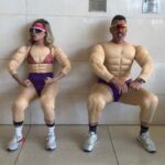 Lindsey Gort Instagram - when it’s halloween but you are picking up your parents from the airport: time to embarrass them! have to say, i was shocked at how NO ONE ELSE dressed up at the airport. just beau and i. sooooo we put on a show for all. happy halloween! pump some iron!
