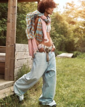 Liya Kebede Instagram - woke up like this 🧡 @ellefr wearing @lemlemofficial 🩱