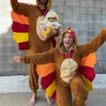 Liz Trinnear Instagram - Nico had an egg-cellent first Halloween 🥹🐣🥚🦃🐥🐔 . . . #firsthalloween #babycostume #familycostume Los Angeles, California