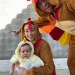 Liz Trinnear Instagram - Nico had an egg-cellent first Halloween 🥹🐣🥚🦃🐥🐔 . . . #firsthalloween #babycostume #familycostume Los Angeles, California