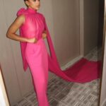 Liza Koshy Instagram - Barbie pink for opening day of @transformersmovie • swipe for spoilers Brooklyn, New York
