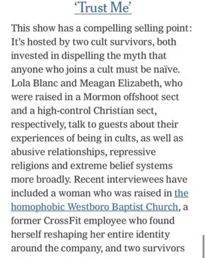 Lola Blanc Instagram - Oh fuck we made the New York Times! @trustmepodcast @meaganelizabethgrainger @stevedelamater