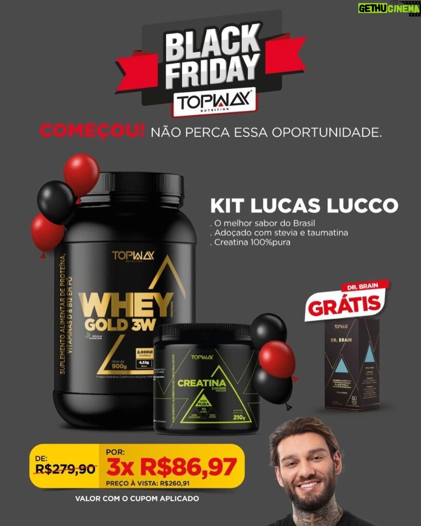 Lucas Lucco Instagram - Lembrou que tá precisando de Whey e Creatina? O site da minha marca de suplementos tá com preços incríveis de Black November. Use o cupom LUCAS10 pra ter ainda mais desconto e bons treinos!