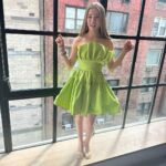 Lucy Paez Instagram - Feeling fierce in the LIME light in my @saulee ruffle dress and @charleskeithofficial shoes for press day on #TheMother @netflix out May 12th #styled by @marc_eram #hair by @rebekahforecast #makeup by @gitabass New York, New York