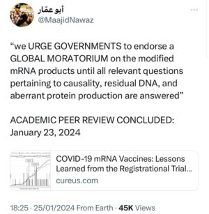 Maajid Nawaz Instagram - Another new PEER REVIEWED ACADEMIC PAPER
This time DEMANDING the IMMEDIATE CESSATION OF ALL COVID JABS
(See link to academic paper in my Stories)