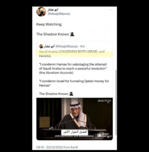 Maajid Nawaz Instagram - Netanyahu funded Hamas. Hamas wanted to scupper peace between Saudi Arabia and Israel under the Abraham Accords. Netanyahu needed war to stay in power. Everything you have witnessed us explaining to you in Radical Media is happening right before your eyes. 
War is the enemy of peace. Support peace, the Abraham Accords and love. The Shadow Knows 🥷

Radical Media 09 Oct 2023:
“In this context, by assuring devastating Israeli retaliation in Gaza, this latest attack by Hamas firmly upsets any Saudi aspirations for leading peace initiatives in the region.” (See my Stories for link)