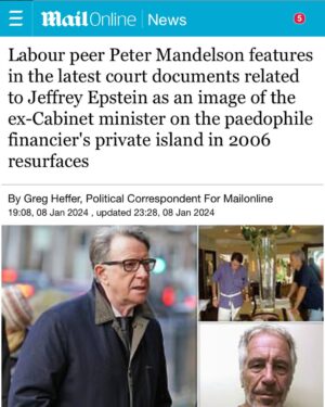 Maajid Nawaz Instagram - The Daily Mail:
Labour peer Peter Mandelson (PM Tony Blair’s former Director of Communications) features in the latest court documents related to Jeffrey Epstein as an image of the ex-Cabinet minister on the paedophile financier's private island in 2006 resurfaces
(See my Stories for link)