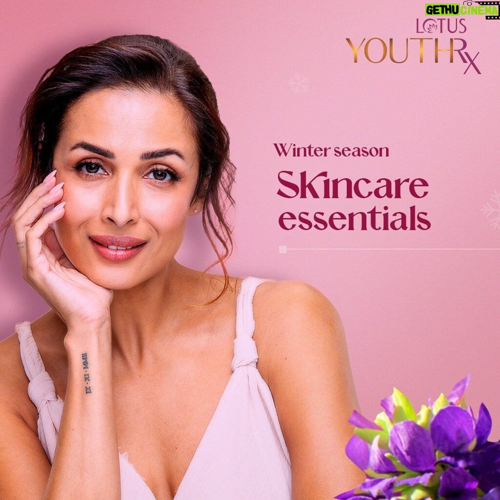 Malaika Arora Instagram - As winter rolls in, your skin needs extra care to retain moisture! So opt for natural products that give your skin the hydration and healthy nutrients it needs ✨ Choose YouthRx for formulations infused with 100% plant-based retinol and Vitamin C. Shop from the link in bio 🔗 #YouthRx #Lotus #LotusHerbals #MalaikaArora #Malaika