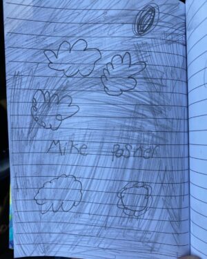 Mandy Teefey Instagram - Mike Posner completes a 3,000 mile walk across the country, releases new music AND Gracie grants him “all his dreams will come true” with this celebratory drawing. Gracie: Daddy, whose this? Brian: Mike Posner Gracie: His dreams are going to come true. Holds up this drawing!