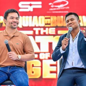 Manny Pacquiao Instagram - PACQUIAO vs BUAKAW | 2024 

Thank you with great respect to Vinij Lertratanachai, Fresh Air Festival.

Thank you also to Buakaw Banchamek and his team. Special thank you to LOL International. Thank you to all the fans and all the media for coming out and showing your support. This is going to be an amazing fight. 

#PacquiaoBuakaw #2024