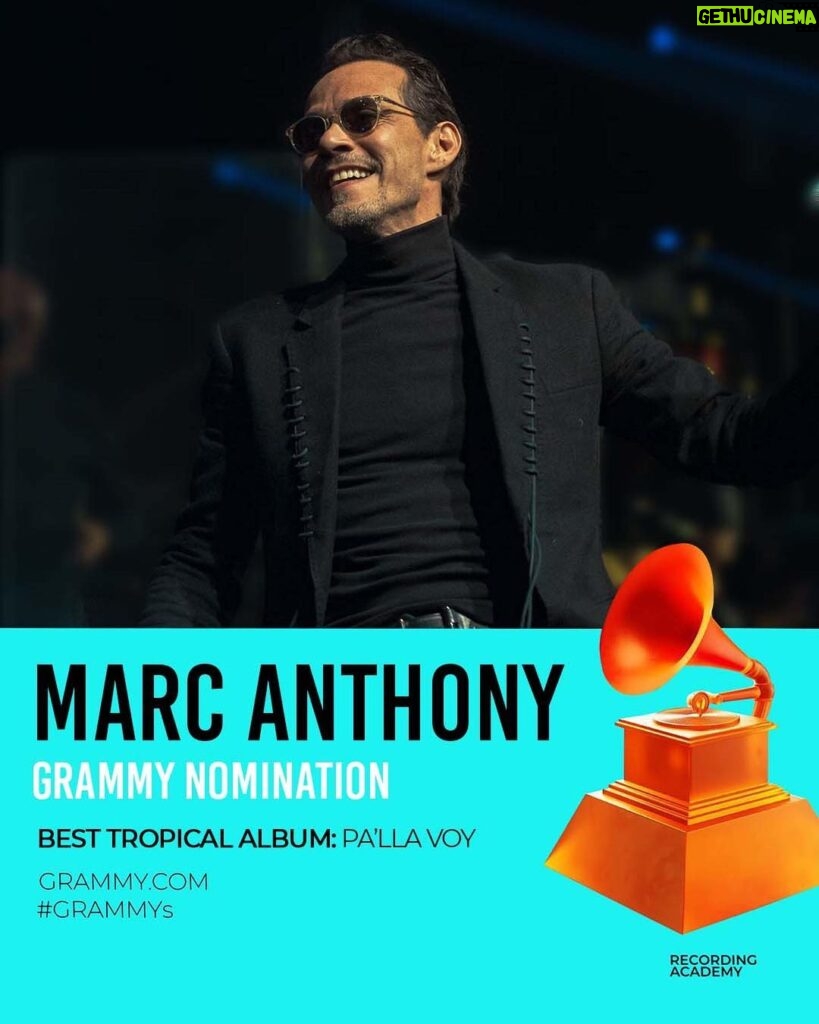 Marc Anthony Instagram - Thank you @recordingacademy for the nomination to “Best Tropical Album” with the #PallaVoyAlbum Mi gente! Gracias por seguir disfrutándose ese álbum 🔥