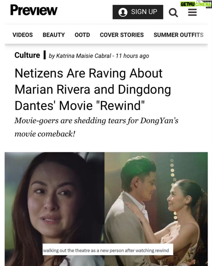 Marian Rivera Instagram - “Many Rewind viewers lauded the film’s uplifting message about the preciousness of life. Several of them also took note of its emotional weight and the personal realizations it sparked.” READ FULL: https://www.preview.ph/culture/rewind-marian-rivera-dingdong-dantes-netizens-react-a5158-20231226 Thank you, @previewph! 💚⏪ #RewindNowShowing in cinemas nationwide! #RewindMMFF #MMFF2023
