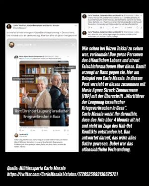 Marie-Agnes Strack-Zimmermann Instagram - Teilt bitte diese lieben Grüße an Tarek Bae 😉

[Er hat mittlerweile auf seiner Instagram Seite auf unsere Recherche reagiert und er ist köstlich peinlich am rumopfern 🥹 

Wir nehmen seinen jämerlichen Verteidigungsversuch noch auseinander, danke schonmal dass du noch mehr Menschen auf unsere Recherche aufmerksam gemacht hast 😇]

Die Glaubwürdigkeit dieser Recherche wird unter anderem garantiert von:

@strackzimmermann
@jamila_anna
@hauptstadtwolf
@ronyaothmann
@ahmad.omeirate

Die hier enthaltenen Informationen und Hinweise dürfen von Journalist:innen, Influencer:innen und auch allen anderen Personen frei benutzt werden.

Alle Slides herunterladbar unter:
https://we.tl/t-jthqpGEaaQ

In der gesamten Recherche geht es um den Verantwortungsvollen Umgang mit Reichweite auf Instagram, sowie dem Kampf gegen Social Media Fake News Propaganda. Es geht explizit NICHT darum, die schlimmen Leiden der Palästinensischen Bevölkerung zu schmälern oder zu verharmlosen.

Auch ist das hier kein Angriff auf Tarek Bae. Im Gegenteil. Wir hoffen, er wird sich bessern. Kritik an der israelischen Regierung ist immer erlaubt. Vorsätzliches Täuschen von Tausenden Follower:innen und das Säen von Hass ist in diesen Zeiten höchst problematisch. 

Danke für Eure Aufmerksamkeit und fürs Teilen der Recherche! ❤️

Die Autor:innen der Recherche wollen anonym bleiben: Danke an "Andreas Holmes" und "Anna Watson" für die Recherche ✌️

#FreePalästinFromHAMAS
#NieWiederIstJETZT

P.S.: Journalist:innen und Influencer:innen die in Zukunft gerne an solchen Recherchen mitwirken oder ihre Reichweite stiften möchten können sich gerne bei diesem Account hier melden 🤝