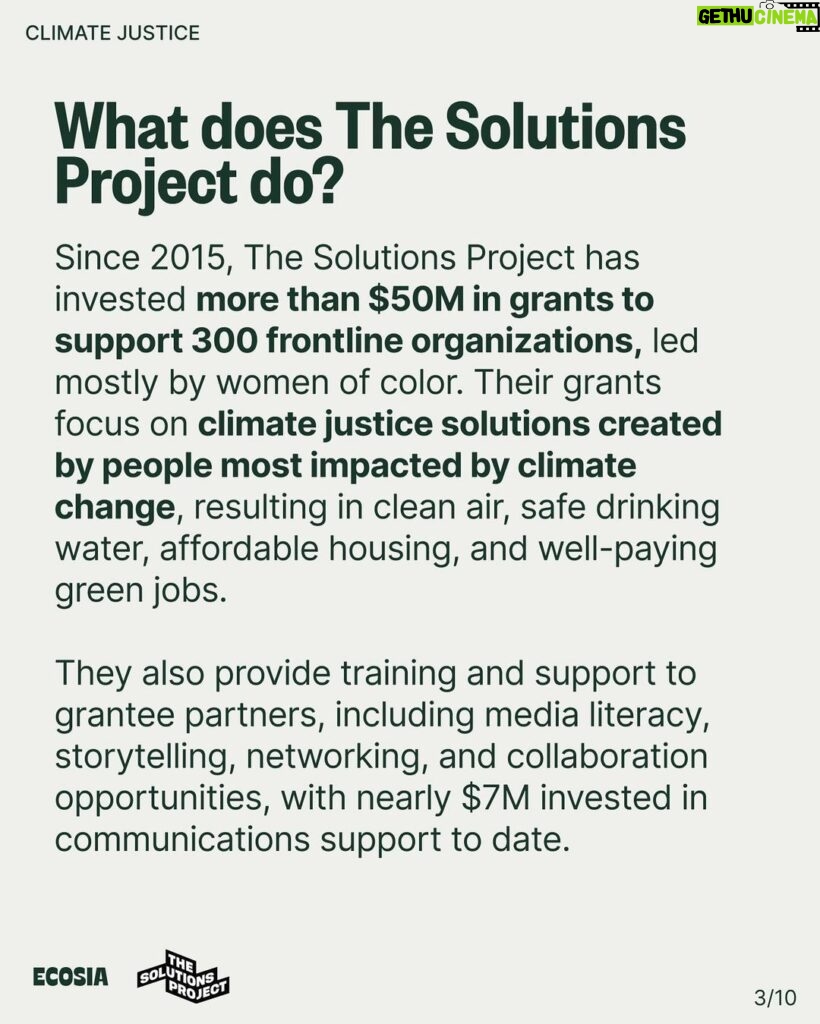 Mark Ruffalo Instagram - Have you joined the climate justice movement yet? @solutions.project works with frontline communities across the US, and you can support them and their grantee partners by switching your search engine to @ecosia, a free green search engine dedicating 100% of its profits to climate action. For one month, any additional Ecosia profits in the US are going directly to The Solutions Project. We’re making progress for the planet, and you can be part of it 🌎💚 Switch to Ecosia at ecosia.co/mark or at the link in bio #climatejustice #ecosiaxthesolutionsproject