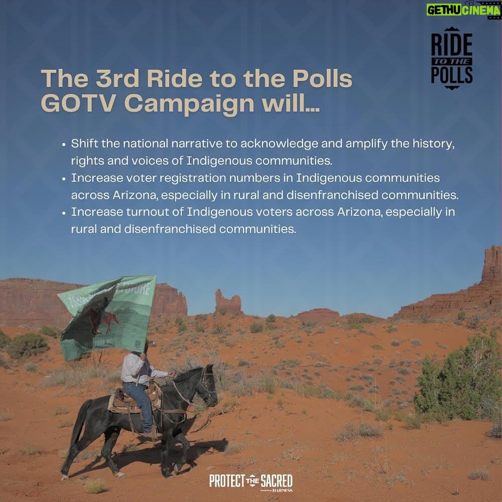 Mark Ruffalo Instagram - If you’re looking for a place to give this holiday season, @protectsacred has launched its “Ride for Democracy” fundraiser to support their 2024 Ride to the Polls GOTV campaign - a movement to inspire and empower Indigenous youth (16-35 years old) to reclaim and honor their collective power through storytelling and culturally-relevant content, and joyful on-the-ground community activations for voter registration and getting to the polls. Join their efforts to RIDE TO THE POLLS in 2024 to protect Indigenous rights and democracy for all! Start by visiting https://iwillharness.com/?form=FUNLWCRVVPZ (the link in their bio) to donate today. #RideForDemocracy #RidingForDemocracy #RideToThePolls #ProtectTheSacred