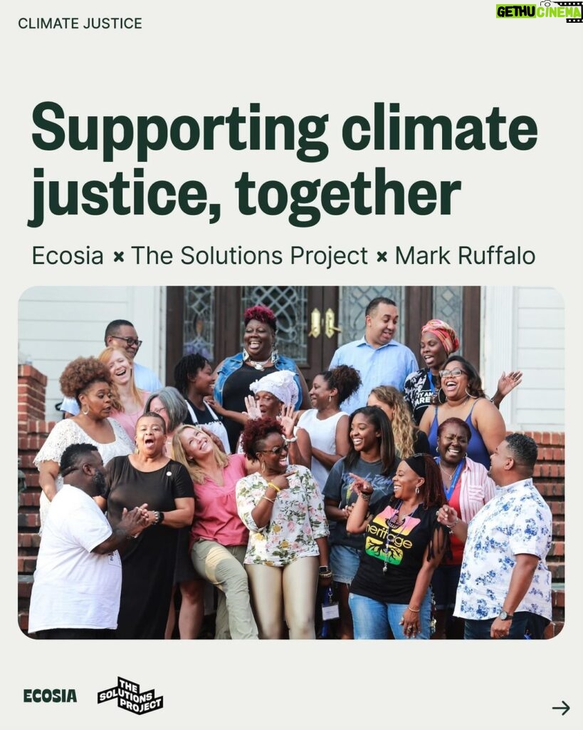 Mark Ruffalo Instagram - Have you joined the climate justice movement yet? @solutions.project works with frontline communities across the US, and you can support them and their grantee partners by switching your search engine to @ecosia, a free green search engine dedicating 100% of its profits to climate action. For one month, any additional Ecosia profits in the US are going directly to The Solutions Project. We’re making progress for the planet, and you can be part of it 🌎💚 Switch to Ecosia at ecosia.co/mark or at the link in bio #climatejustice #ecosiaxthesolutionsproject