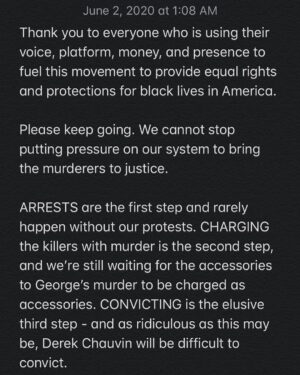 Mark St. Cyr Instagram - Keep going. Thank you. ✊🏽🙏🏽⁣
⁣
#blm #blacklivesmatter #georgefloyd #justiceforgeorge #policebrutality