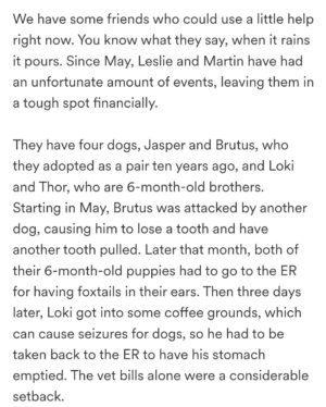 Martin Casaus Instagram - It's definitely hard for me to ask for any type of help. Especially when I try to be the rock for others. But our good friend @carli_harper3 recognized the struggle we've been having and wanted to create this gofundme for us. We appreciate all the love we have already gotten from people and the help. 

I know we will bounce back but this set back has definitely messed with my head a bit. But I got a job that I start Monday to help dig us out of this hole, but any help is appreciated and, when we can, we will be giving back as soon as we are able. Thank you all who have been there for us and who continually support us. I have the best community and truly appreciate you all. ❤️

Link in bio for the gofundme:
https://gofund.me/2cb66373

Or you can donate on venmo as well at Leslie-Dean-1