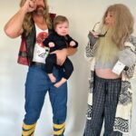 Mary Katharine Ham Instagram - Thor’s Hammer has a breakdown. She was not here for blonde, superhero parents. Also, I was lazy with this baby and did not train her to tolerate cute hats, so when I tried to put a beanie on her with a styrofoam hammer pinned to it, turns out she didn’t want it on. Go figure! Shout-out to Steve for handling a lot of the Thor costuming. I did 6 costumes for the family last year 8 days postpartum and I was kinda in need of a break. He also worked hard on his arms so as not to be shamed by Hemsworth, and I worked very hard on this belly so as not to be shamed by the Marvel costume/prosthetics department. #avengers #thorloveandthunder #marvel #halloweencostume