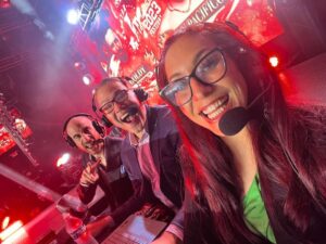 Matthew Rehwoldt Instagram - Awesome time last night at @njpw1972 #ASJF2023 with my broadcast colleagues! Catch up on @njpwworld_official if you missed the “meaty juicy” action! 

🤳 @vforveda