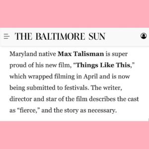 Max Talisman Instagram - Had the most spectacular time chatting with the @baltimoresun about @thingslikethismovie and what growing up as a Maryland boy was like! Swipe to check out the full thing and go @orioles!! ❤️‍🔥💫

Photo by @eyeattracti0n 
Styling by @styledbyambika 
Makeup and grooming by @robertti