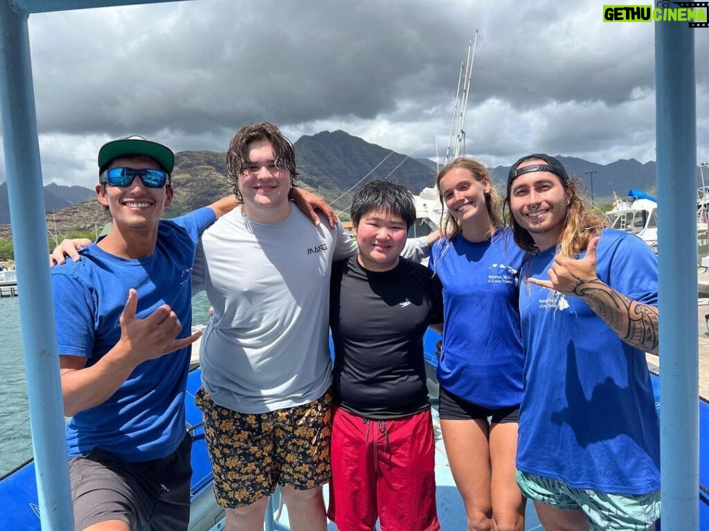 Maxwell Acee Donovan Instagram - Literally the best time ever with @hawaiidolphinswim !! Such an incredible day out on the water, I can’t believe I got to swim with the sea turtles 🎉🎉 thank you guys so much!!! If you’re ever in Hawaii, you have to check them out and go for a tour! Best crew ever 🤙 Oahu, Hawaii