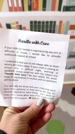Meaghan B. Murphy Instagram - I wish we all came with a “Handle with Care” button. 

I see you if today is hard. 🧡 🤗 

#handlewithcare #kindness #tlc #kinder #kindness #gentle